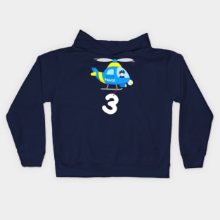 3rd Birthday Police Helicopter Boys 3 Years Kids Hoodie
